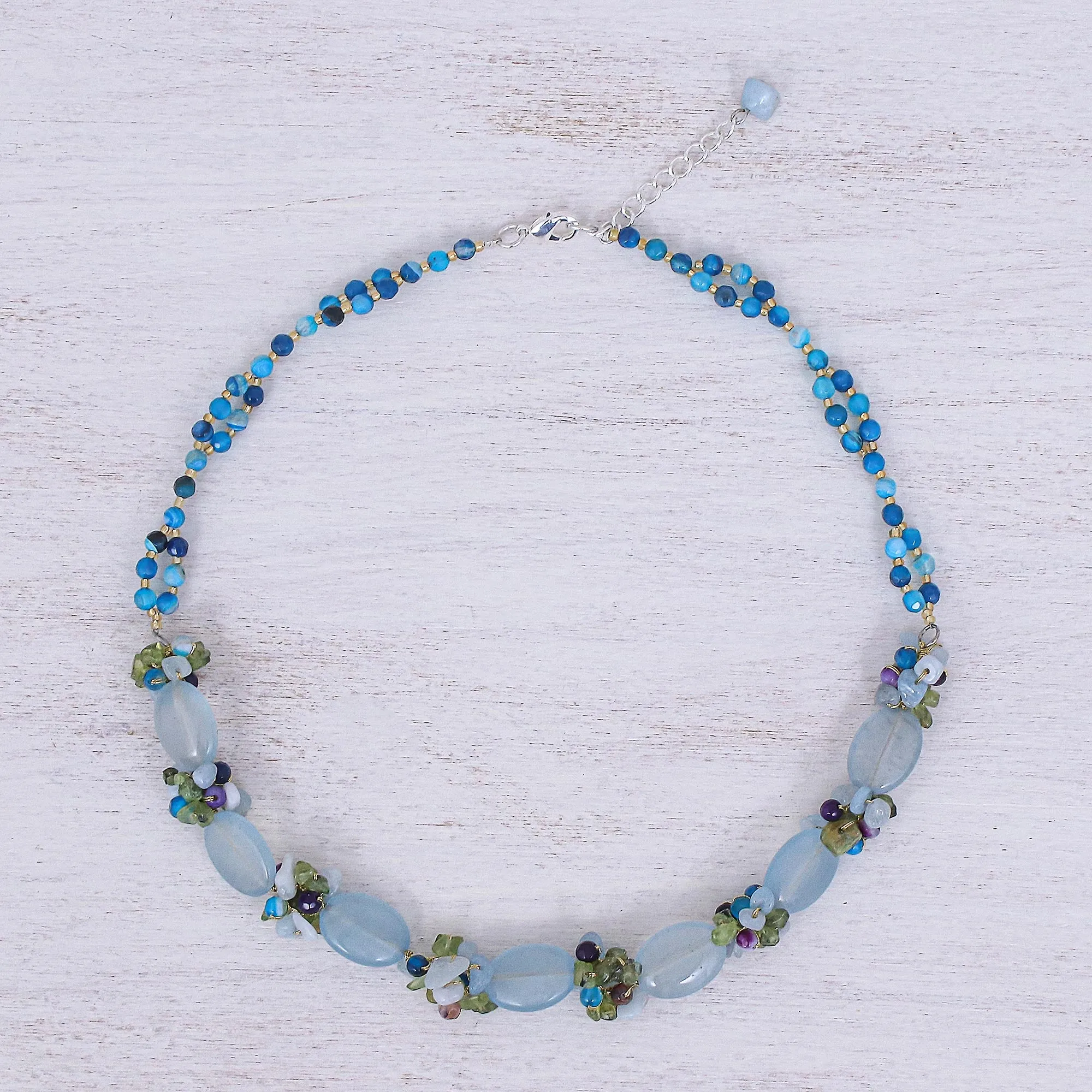 Mermaid Treasure Hand Threaded Multi-Gemstone Beaded Necklace