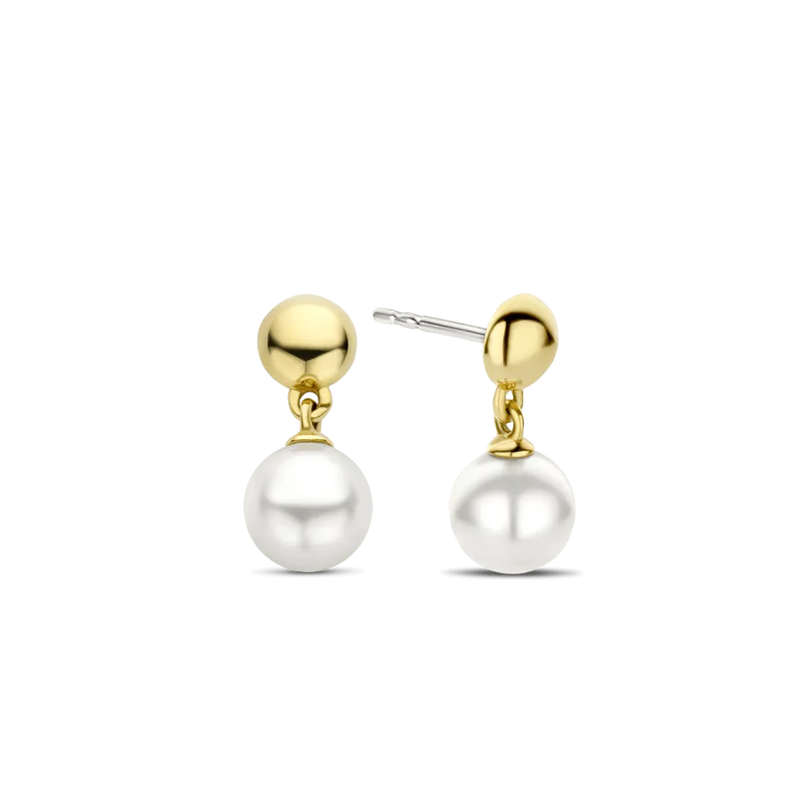 Milano 10mm Pearl Drop Earrings - Gold - 7913YP