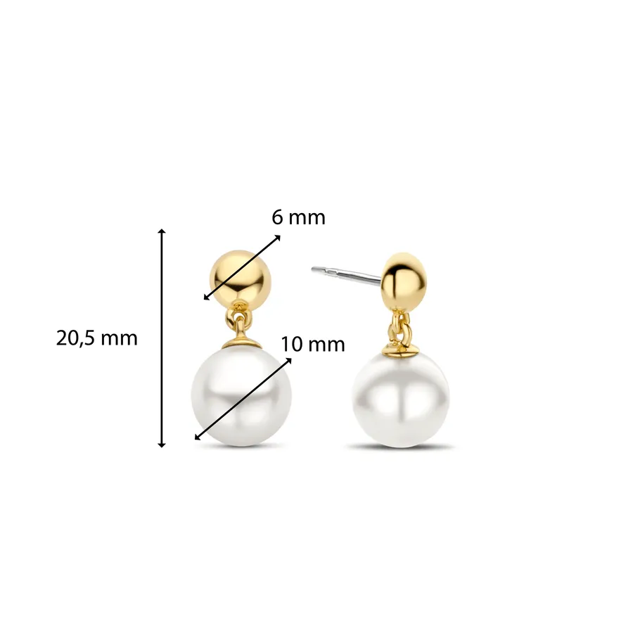 Milano 10mm Pearl Drop Earrings - Gold - 7913YP