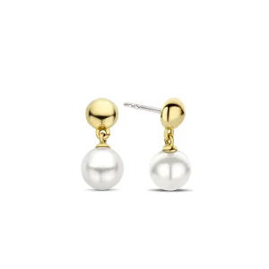 Milano 10mm Pearl Drop Earrings - Gold - 7913YP