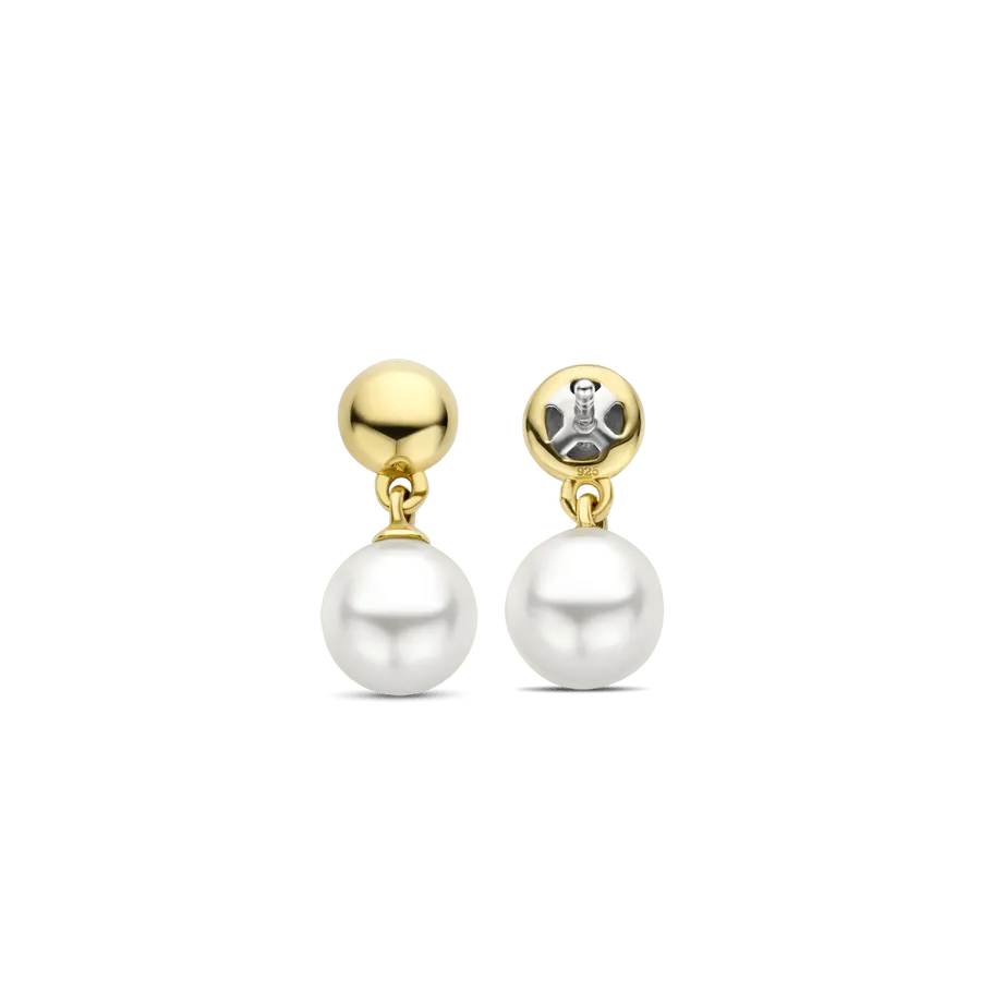 Milano 10mm Pearl Drop Earrings - Gold - 7913YP