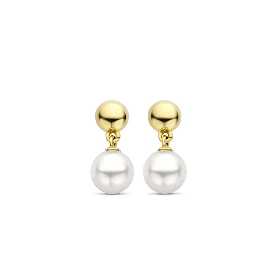 Milano 10mm Pearl Drop Earrings - Gold - 7913YP