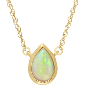 Modern Bezel Pear Shaped Opal Necklace