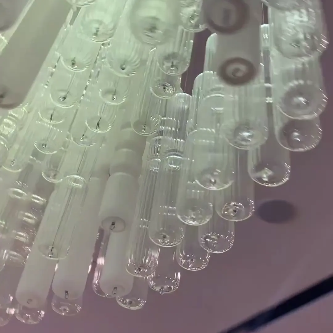 Modern Creative Art Design White&Transparent Tube  Chandelier for Staircase/Foyer/Living Room