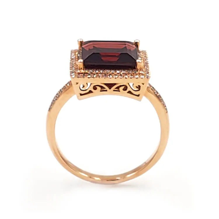 Natalie K 14K Rose Gold Diamond and Garnet Ring, 4.8g