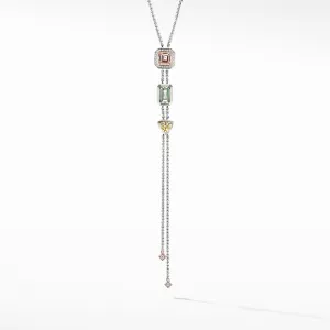 Novella Y Necklace with Morganite,  Pave Diamonds and 18K Rose Gold