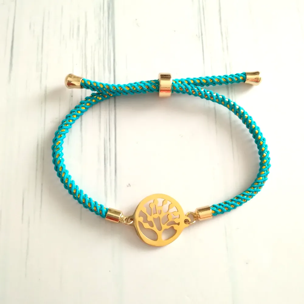 Olivia Tree of Life Metallic Corded Slider Bracelet