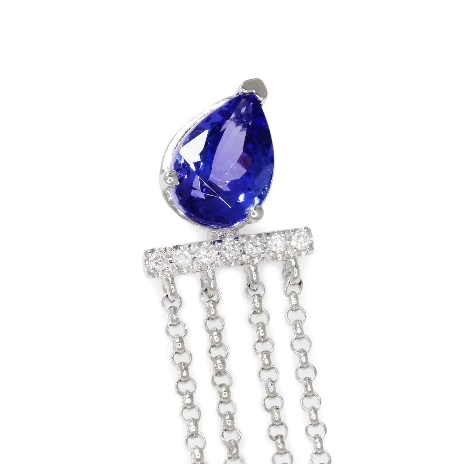 Pear Tanzanite Chandelier Earrings with Diamonds 14K 1.78ctw