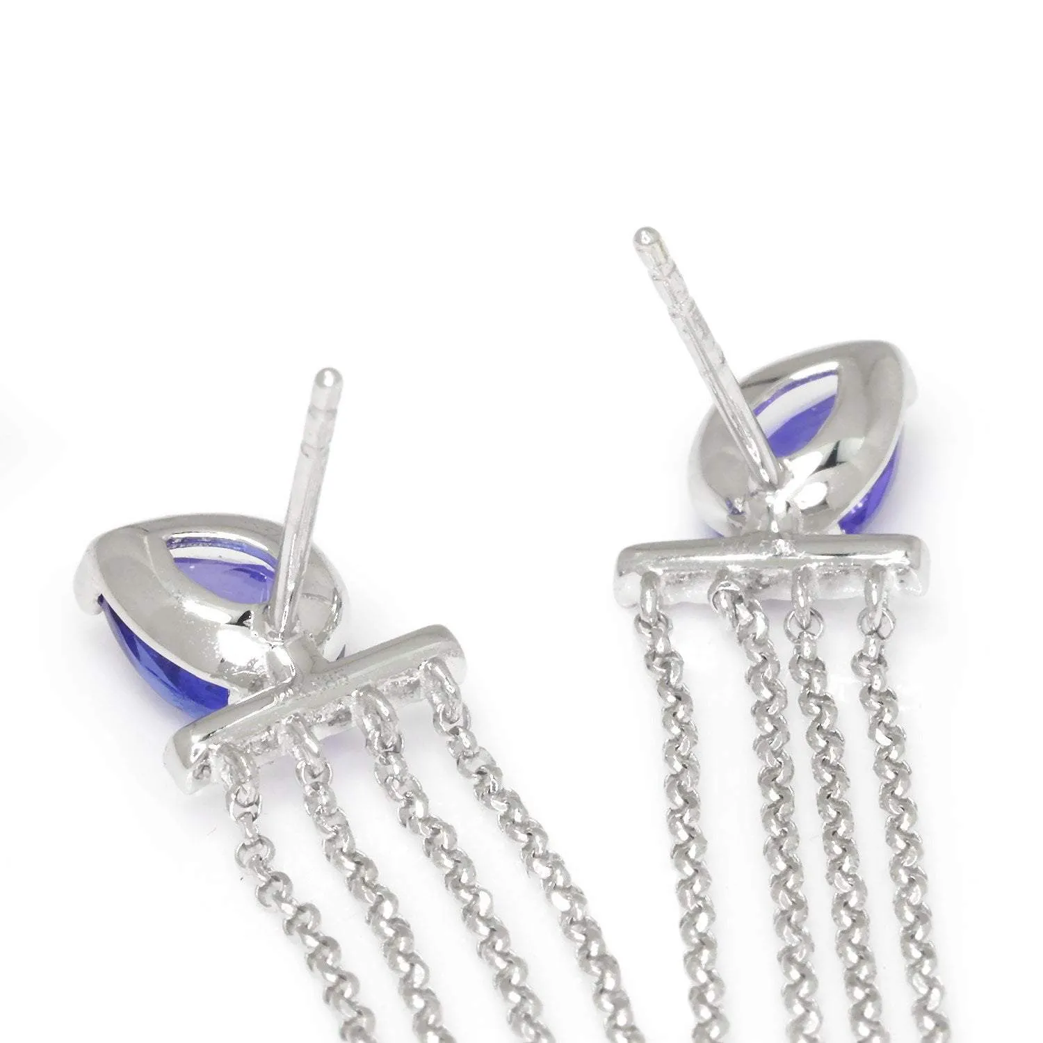 Pear Tanzanite Chandelier Earrings with Diamonds 14K 1.78ctw