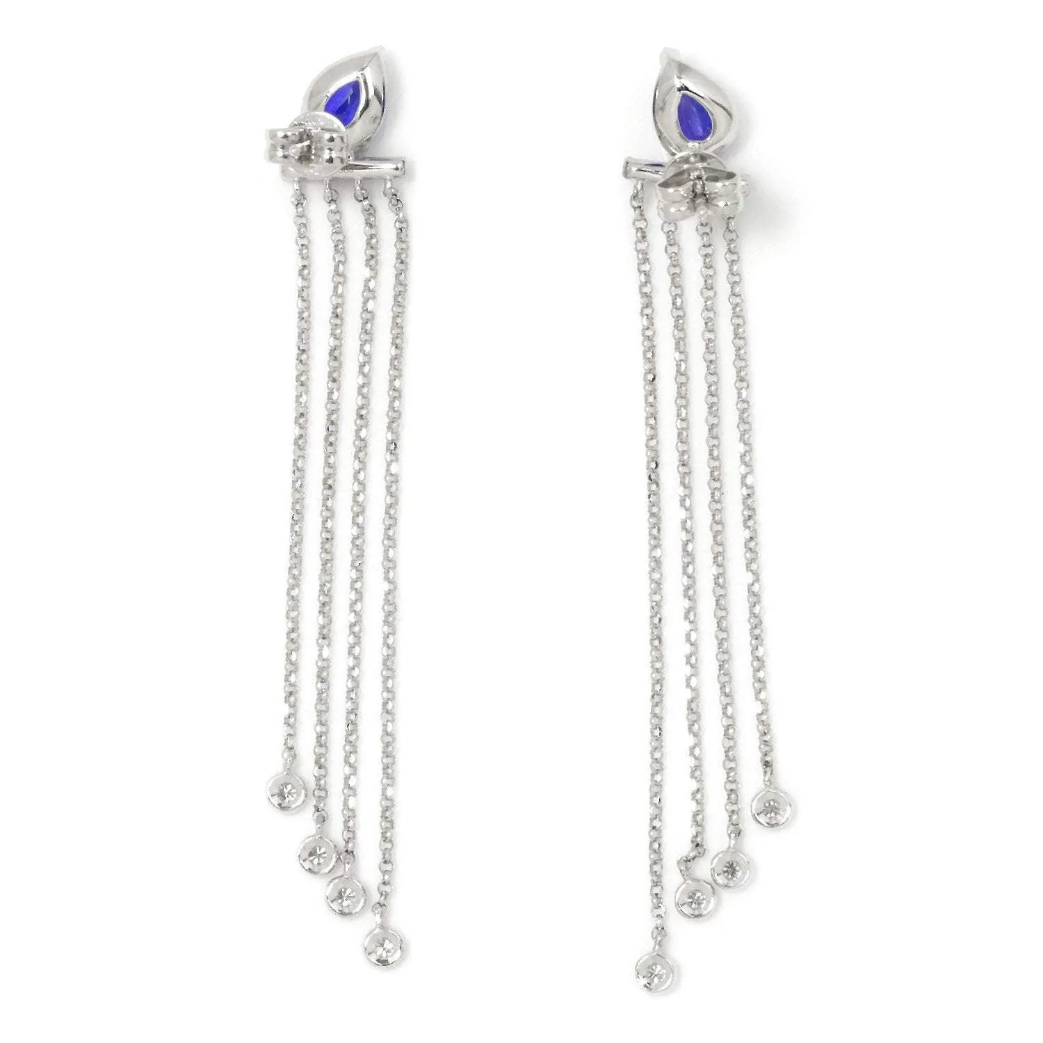 Pear Tanzanite Chandelier Earrings with Diamonds 14K 1.78ctw