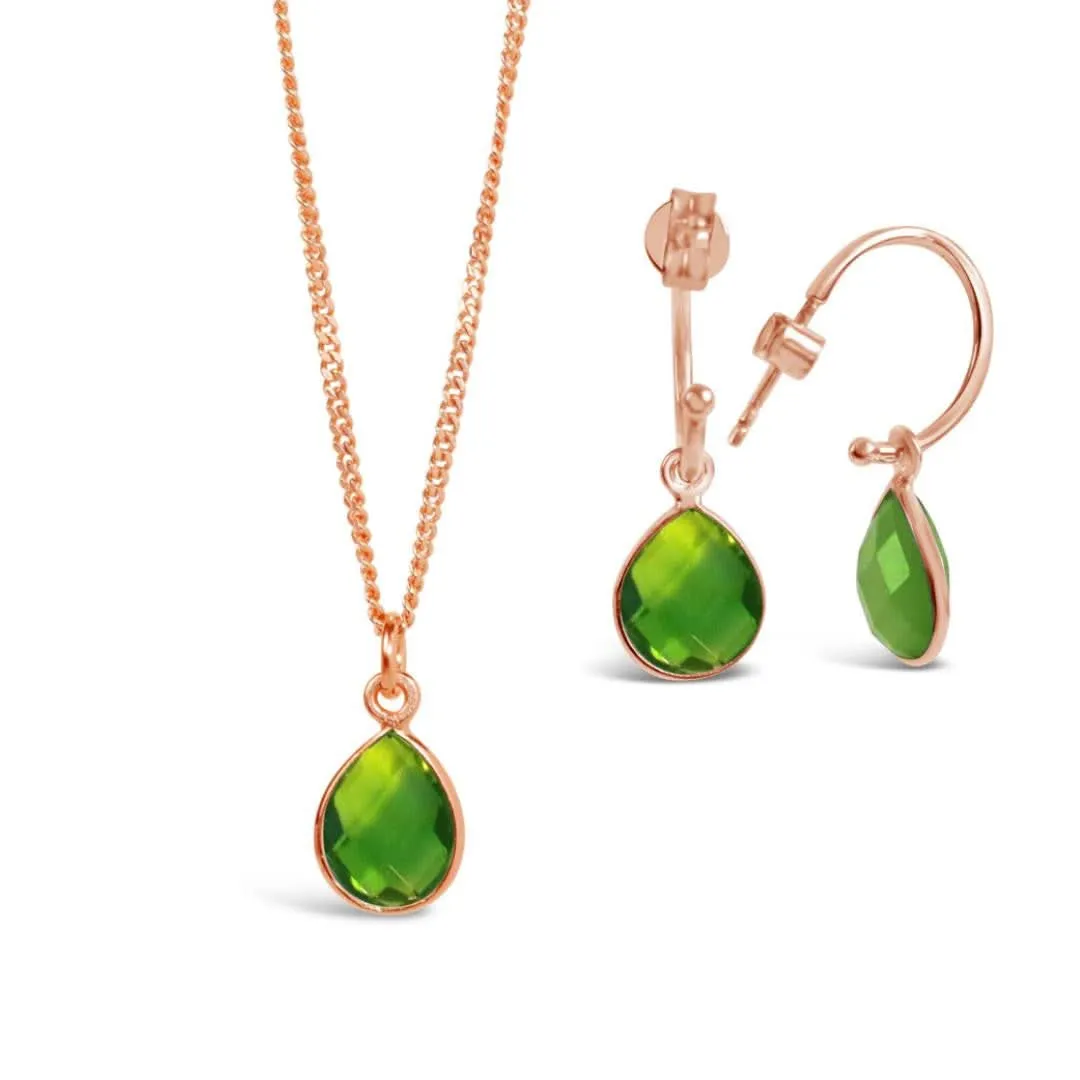 Peridot Charm Necklace | Rose Gold August