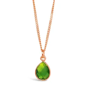 Peridot Charm Necklace | Rose Gold August