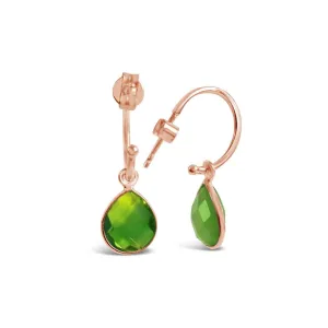 Peridot Drop Hoop Earrings | Rose Gold - August