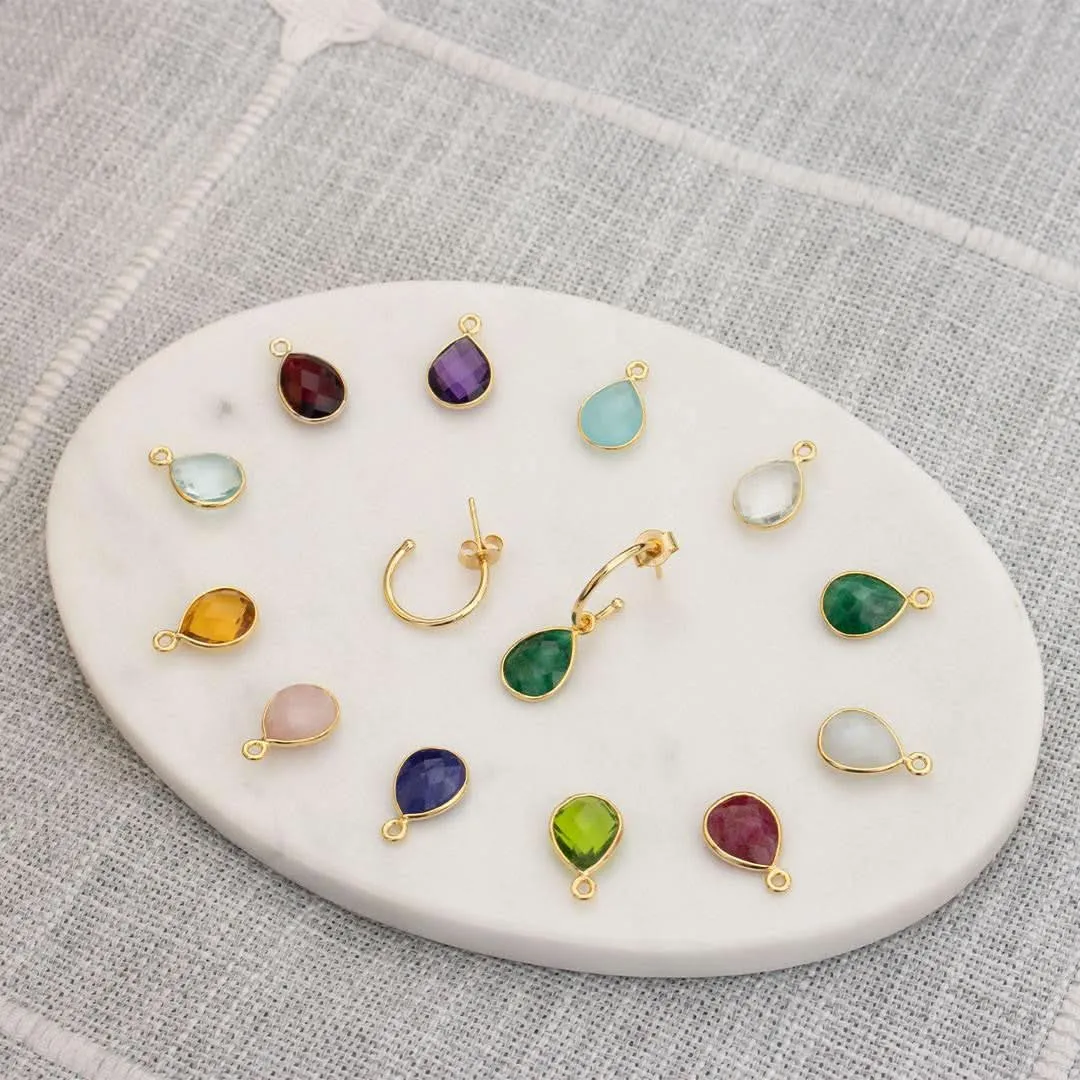 Peridot Drop Hoop Earrings | Rose Gold - August