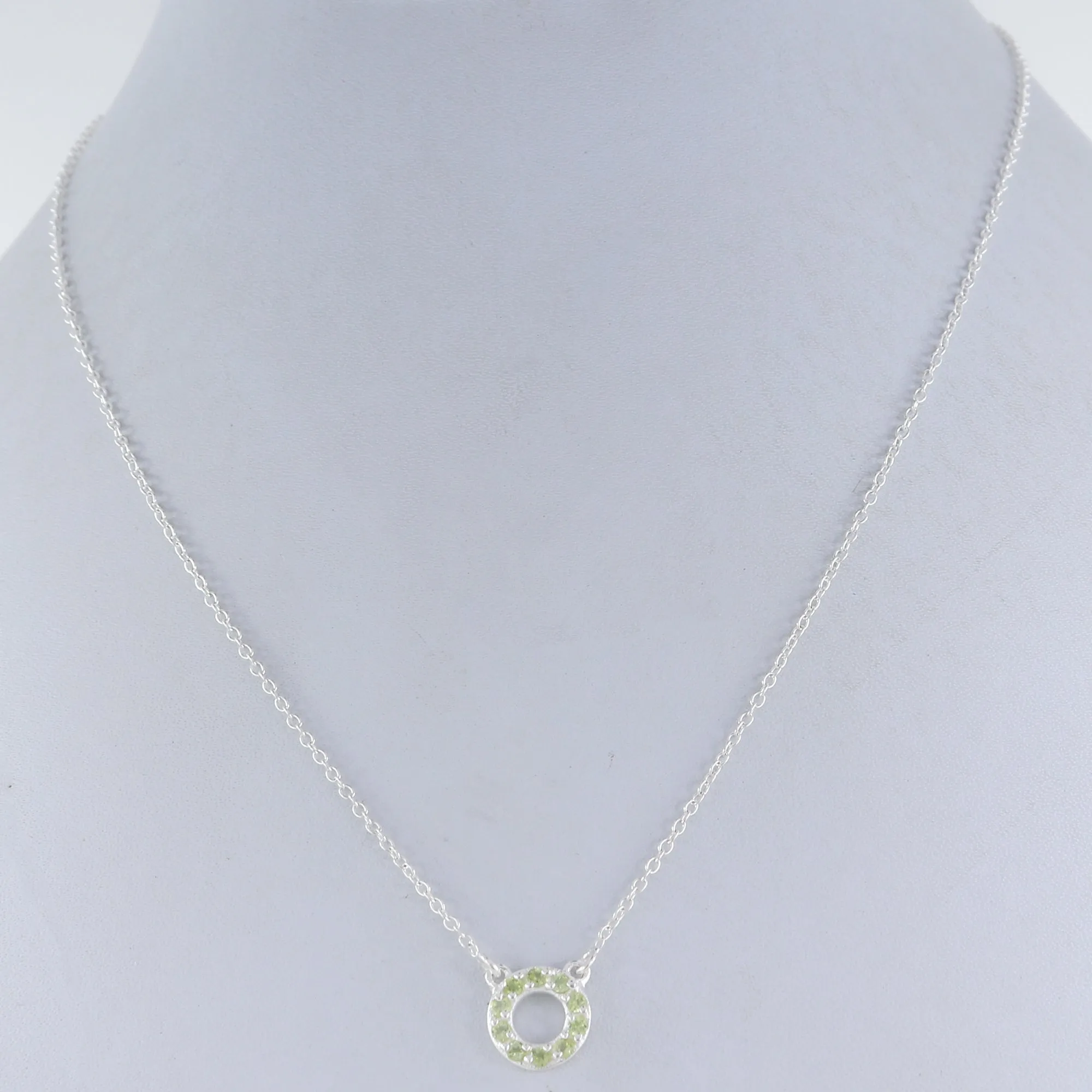 Peridot Round Shape Necklace,925 Sterling Silver Handmade Necklace