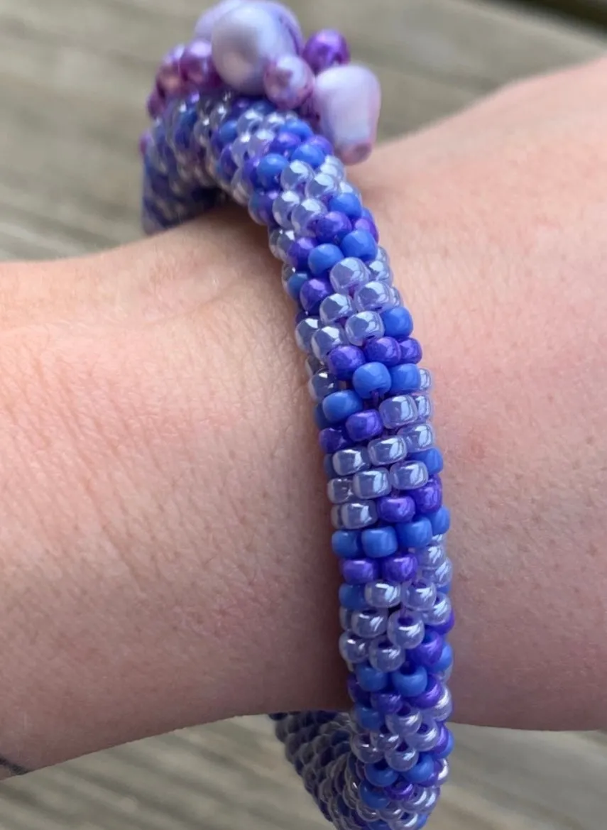 Purple pearl crocheted bracelet