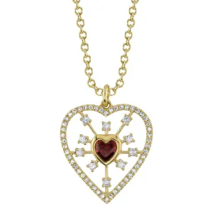 Red Garent & Diamond Heart Necklace
