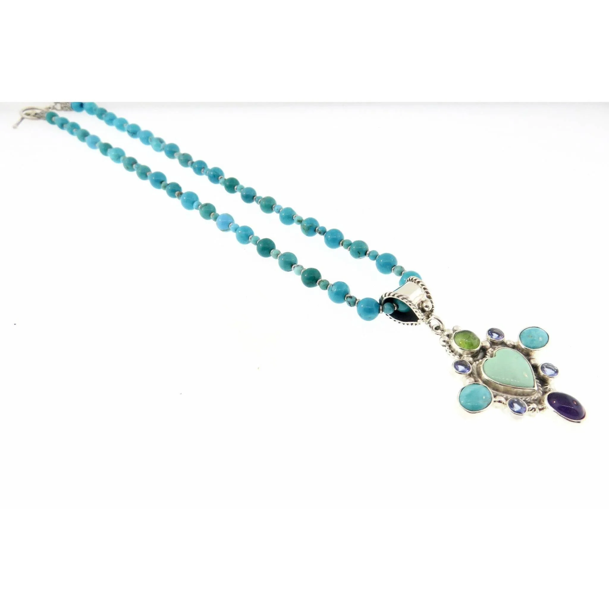 REVE Turquoise & Sterling Silver Gemstone Heart Necklace