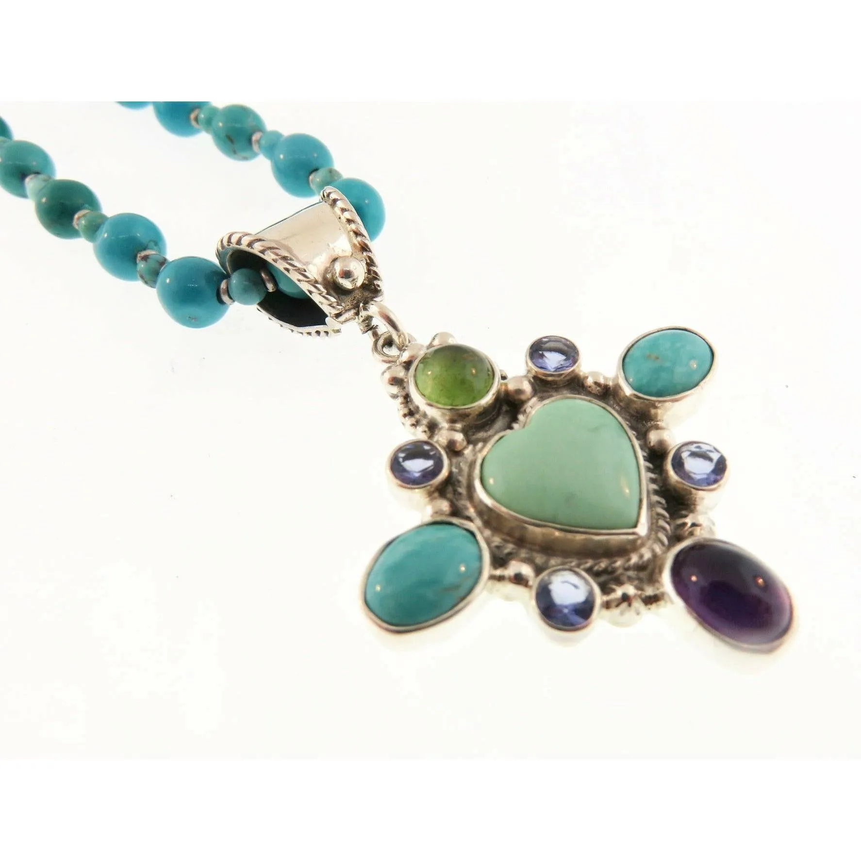 REVE Turquoise & Sterling Silver Gemstone Heart Necklace
