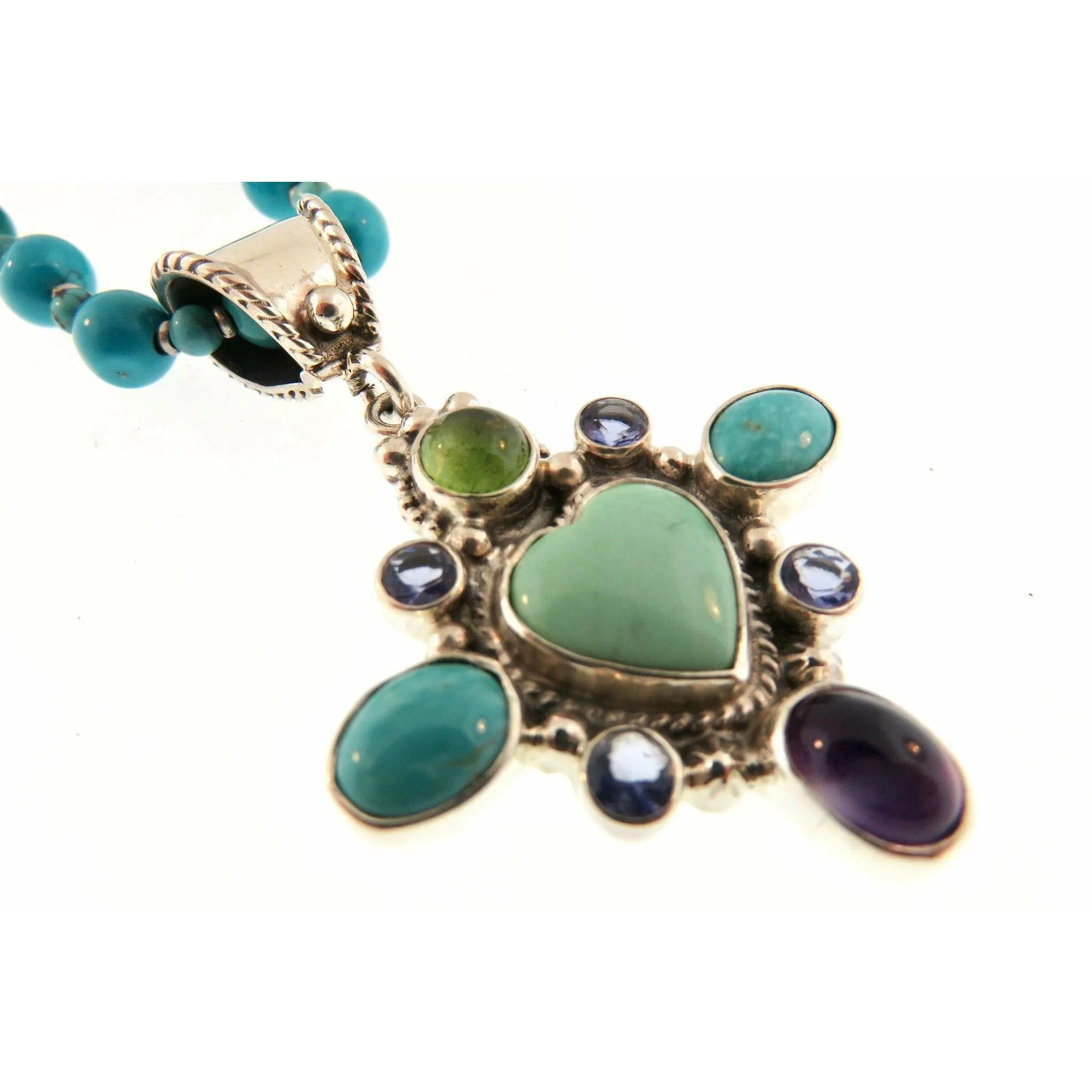 REVE Turquoise & Sterling Silver Gemstone Heart Necklace
