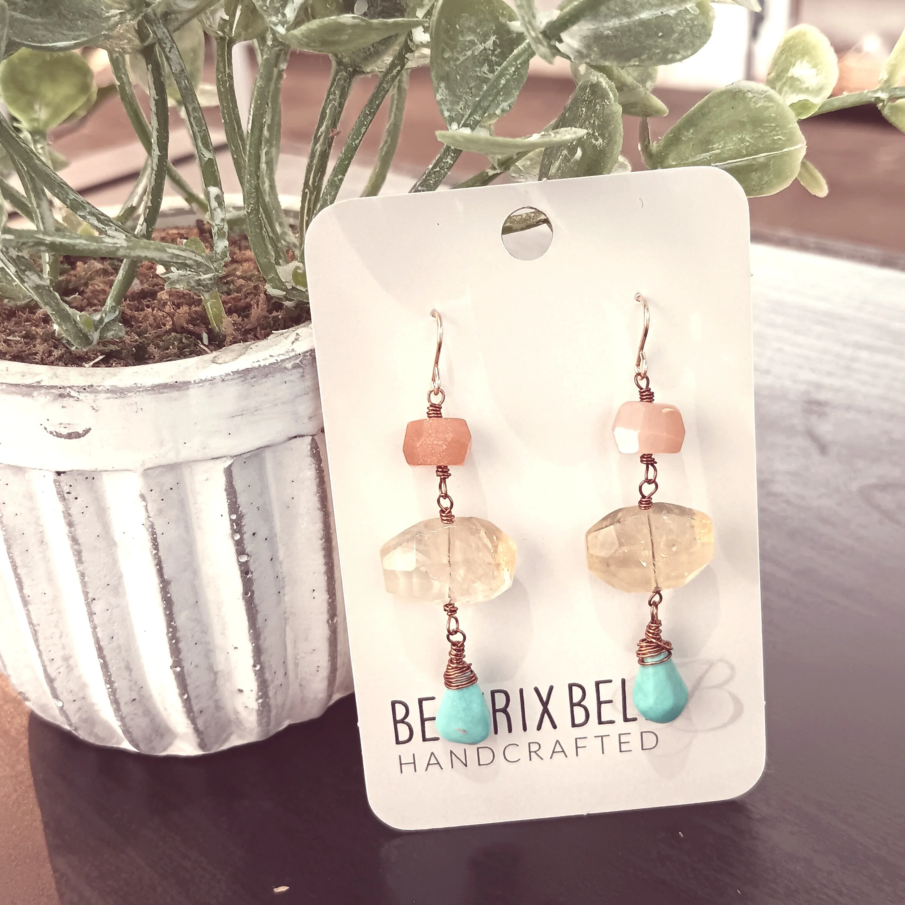 Revel Earrings | Citrine, Sunstone, Turquoise