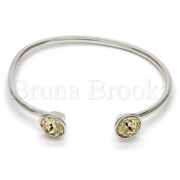 Rhodium Plated Individual Bangle, with Swarovski Crystals, Rhodium Tone