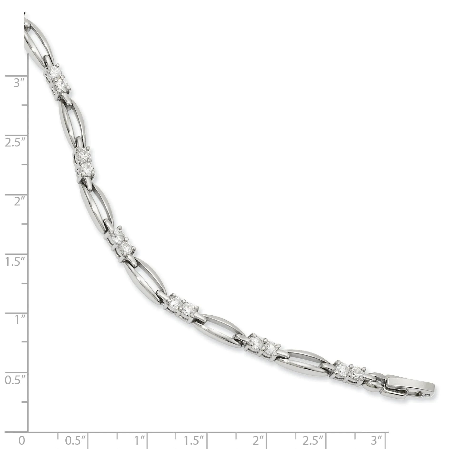 Rhodium Plated Link Cubic Zirconia Bracelet