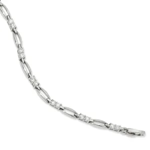 Rhodium Plated Link Cubic Zirconia Bracelet