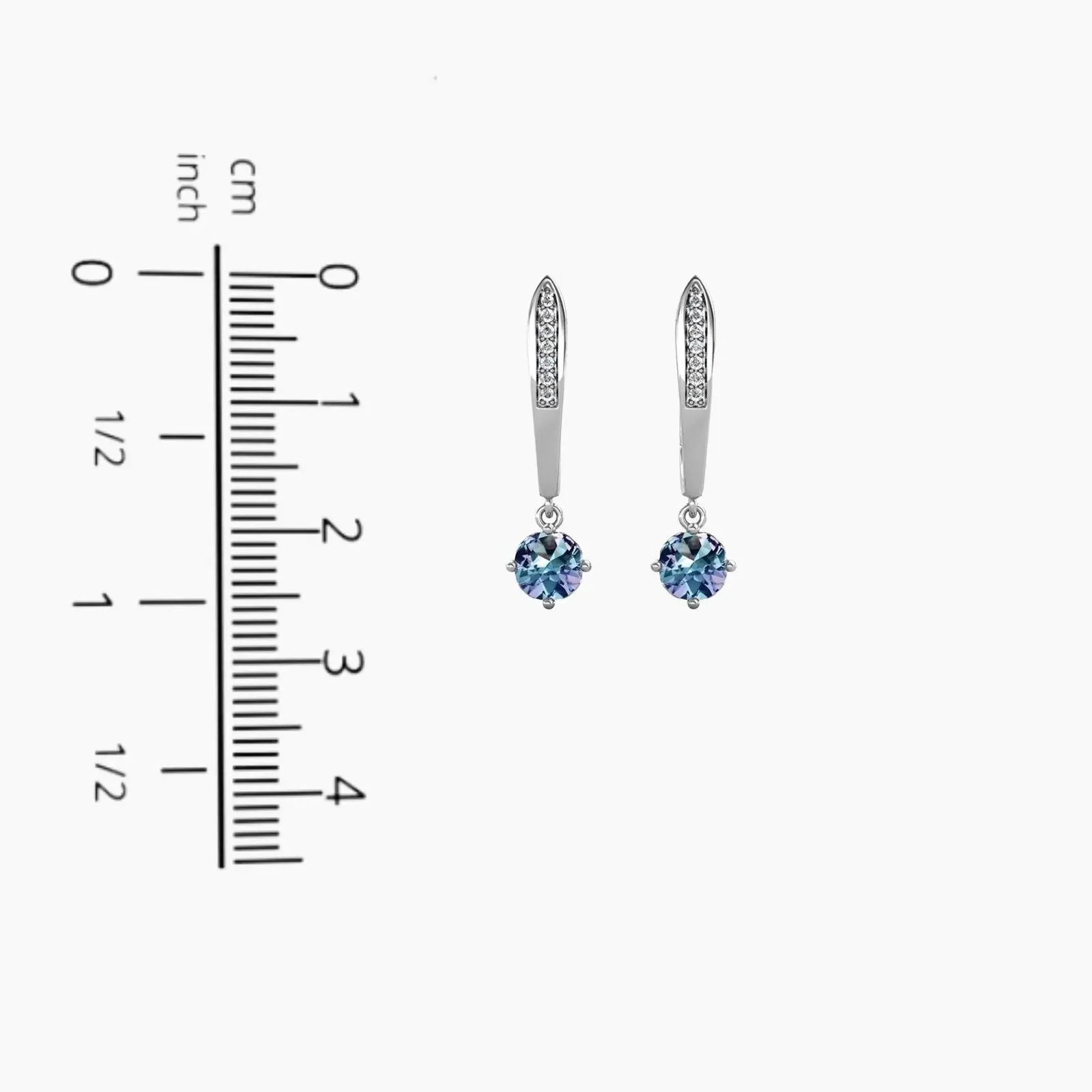 Round Alexandrite Drop Hoop Earrings in Silver - Irosk Australia ®