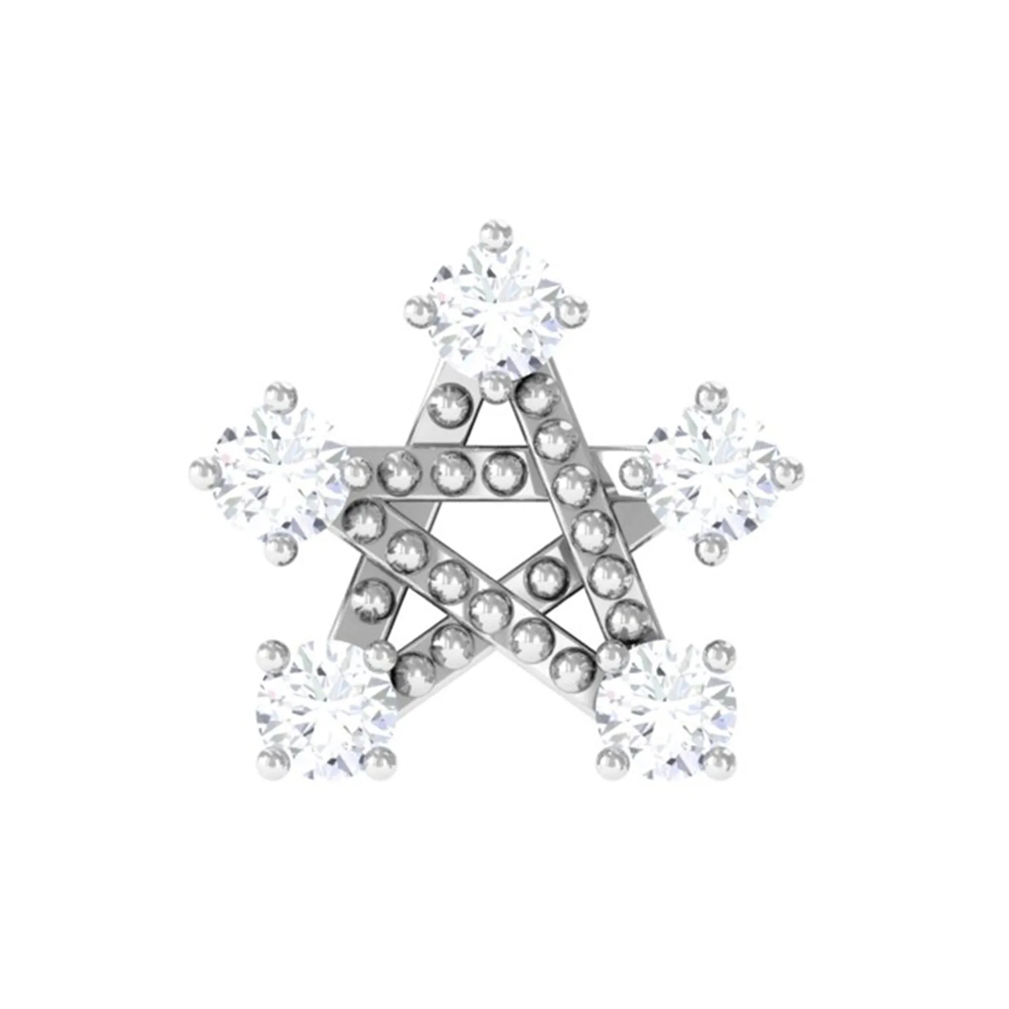 Round Moissanite Gold Star Earring for Helix Piercing