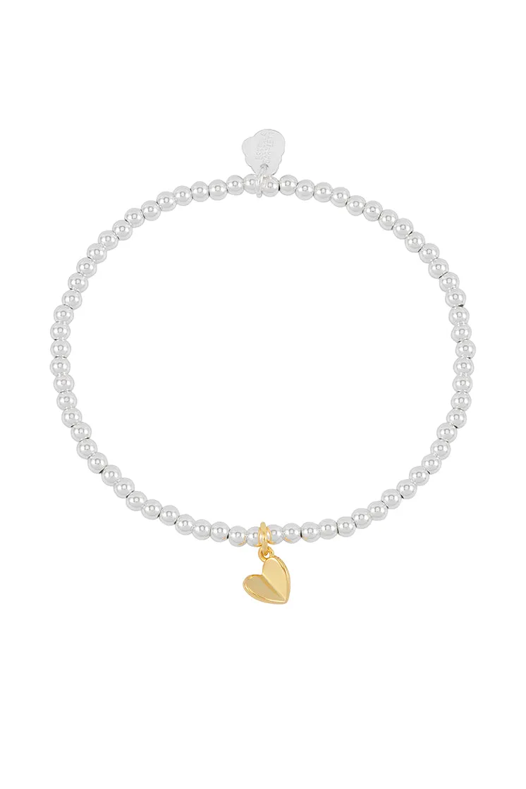 Sienna Beaded Folded Heart Charm Bracelet