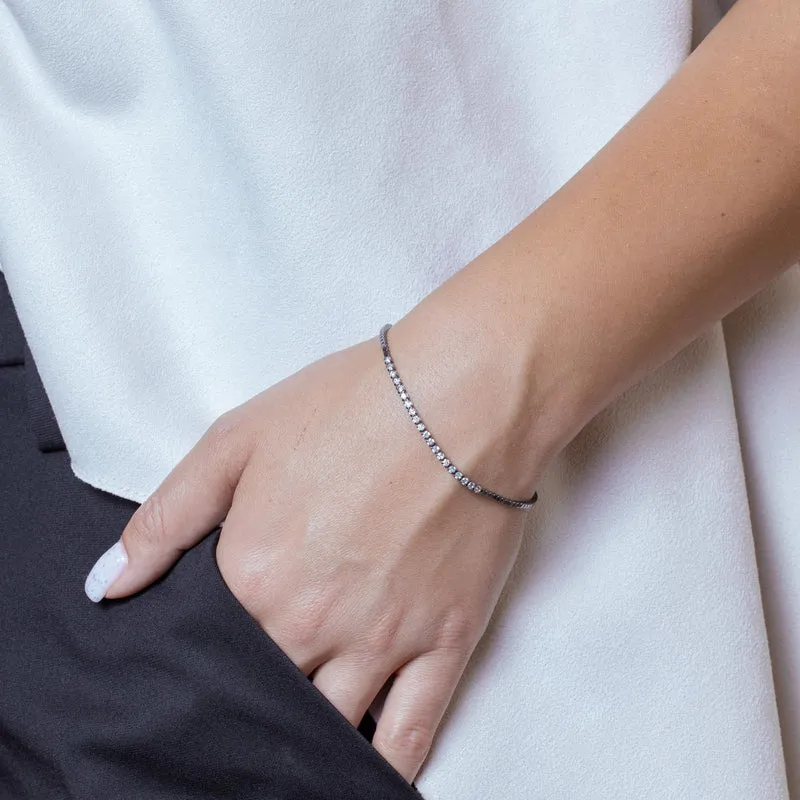 Silver 925 Black Rhodium Plated CZ Bracelet