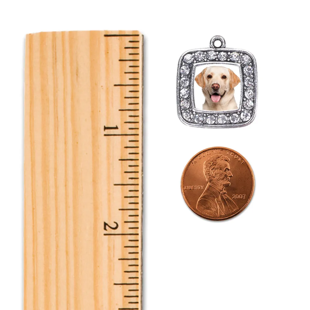 Silver Labrador Face Square Charm Braided Bracelet