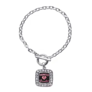 Silver Promoted To Grandma Square Charm Toggle Bracelet