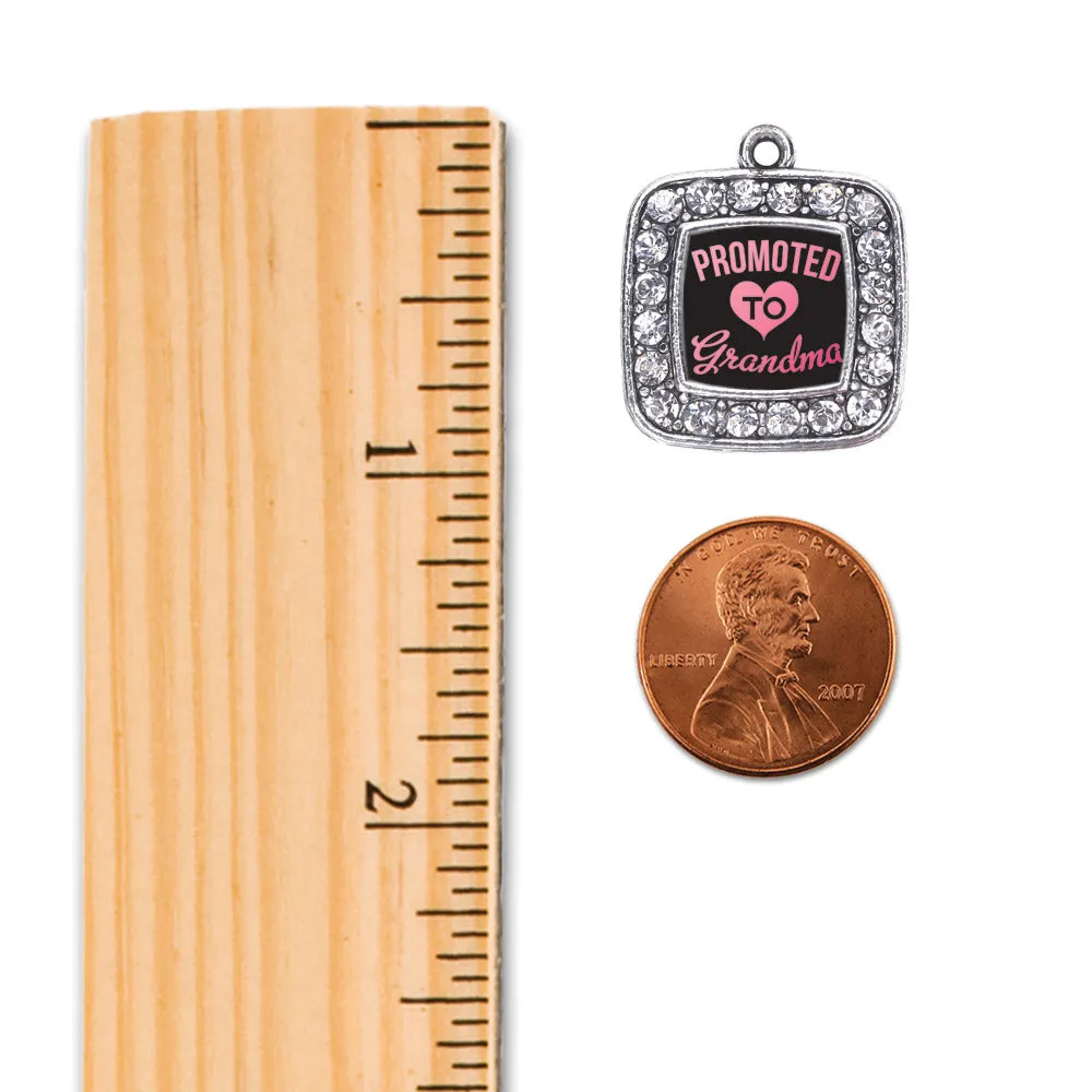 Silver Promoted To Grandma Square Charm Toggle Bracelet