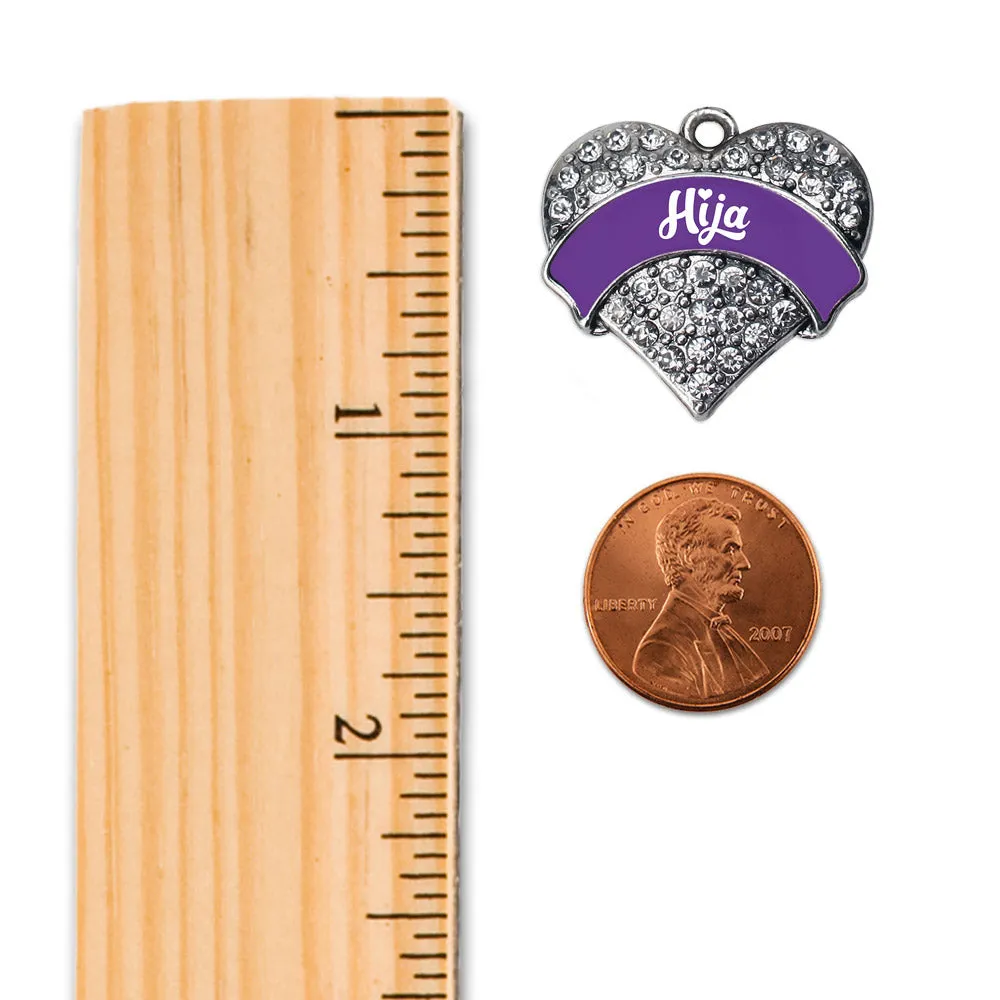Silver Purple Hija Pave Heart Charm Toggle Bracelet