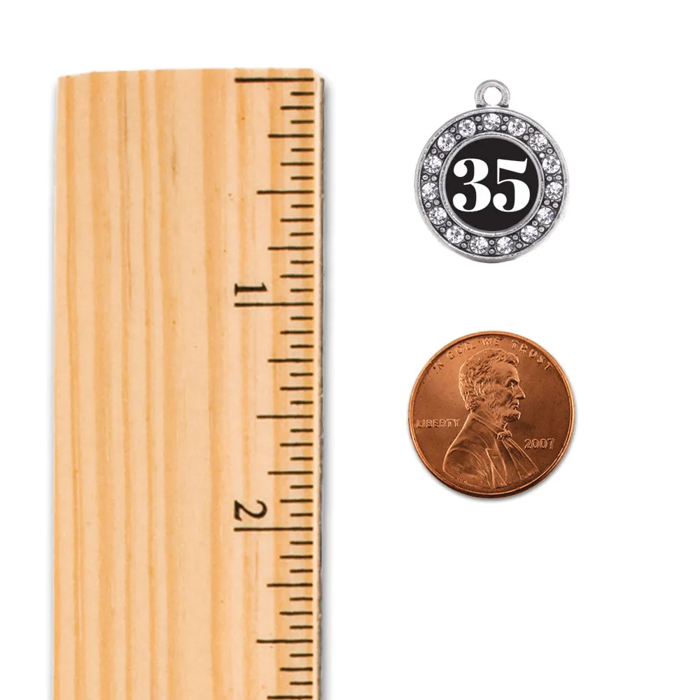 Silver Softball - Sports Number 35 Circle Charm Toggle Bracelet