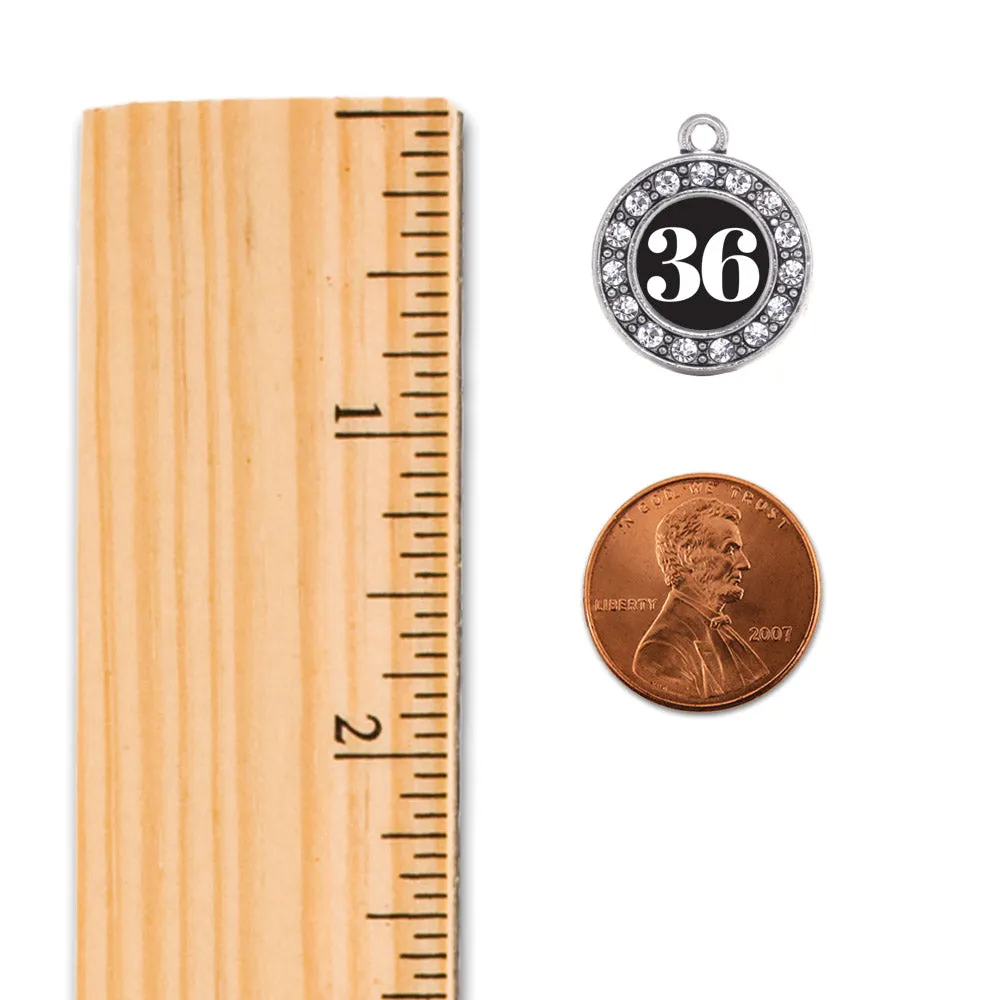 Silver Softball - Sports Number 36 Circle Charm Toggle Bracelet
