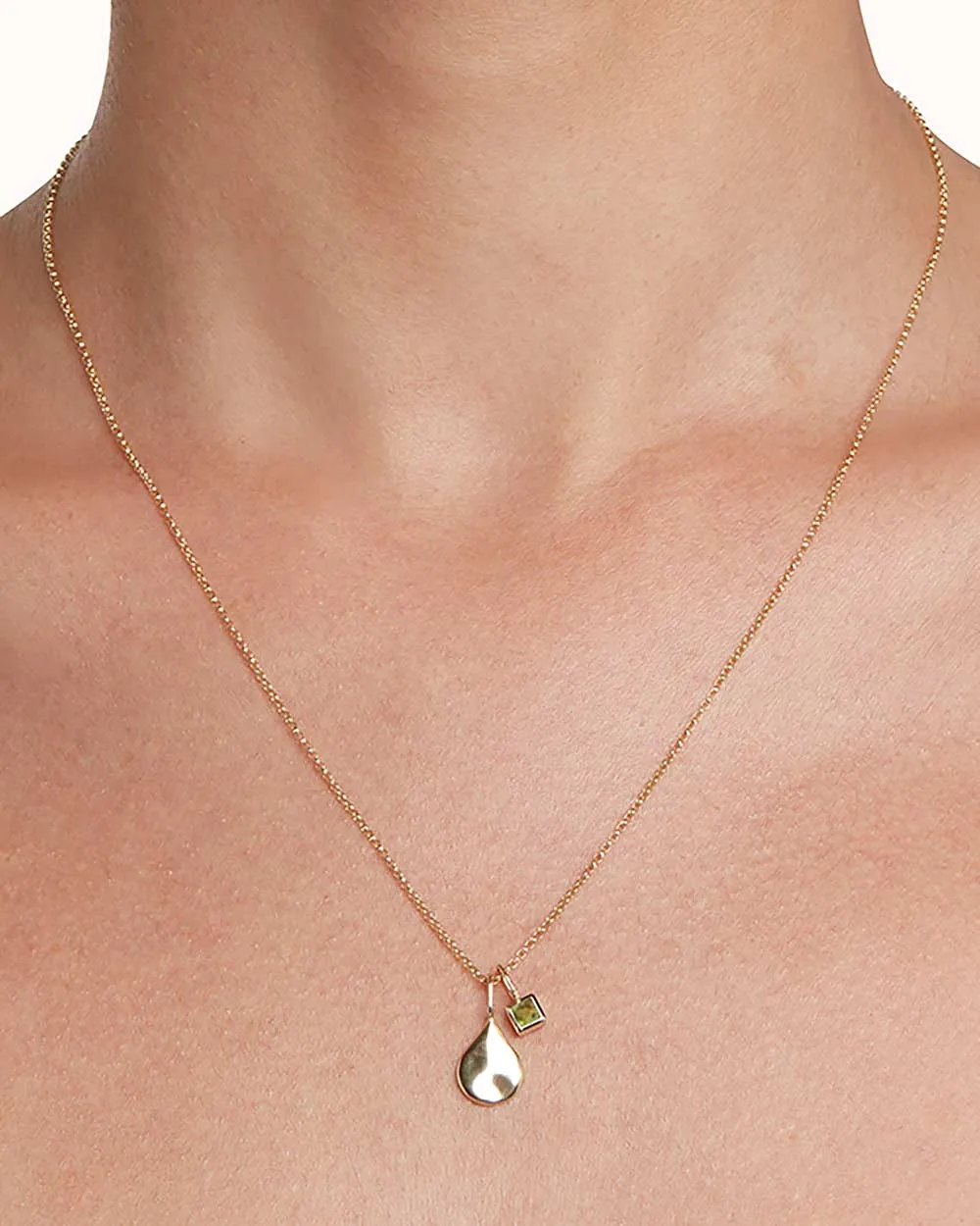 Solid Gold Peridot August Birthstone Necklace