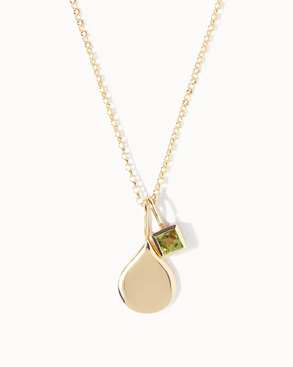 Solid Gold Peridot August Birthstone Necklace