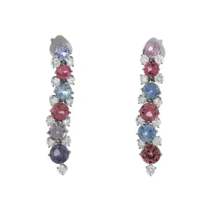 Spinel, Sapphire and Diamond Drop Earrings