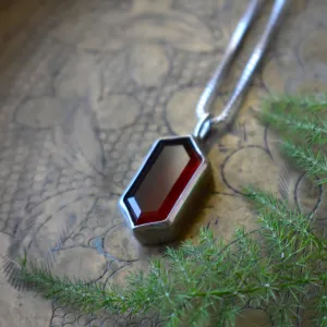 Stepped Elongated Hexagon Hessonite Garnet Necklace