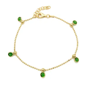 Sterling Silver Gold Plated CZ Charm Bracelet