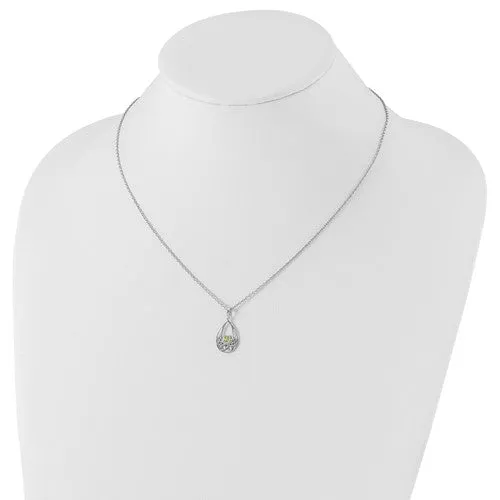 Sterling Silver White Ice Peridot Necklace