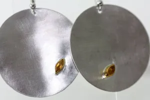 Sterling Silver with Gold 14k bezel Citrine earrings