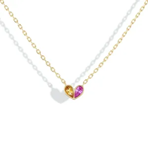 Sweetheart Necklace Citrine & Pink Sapphire