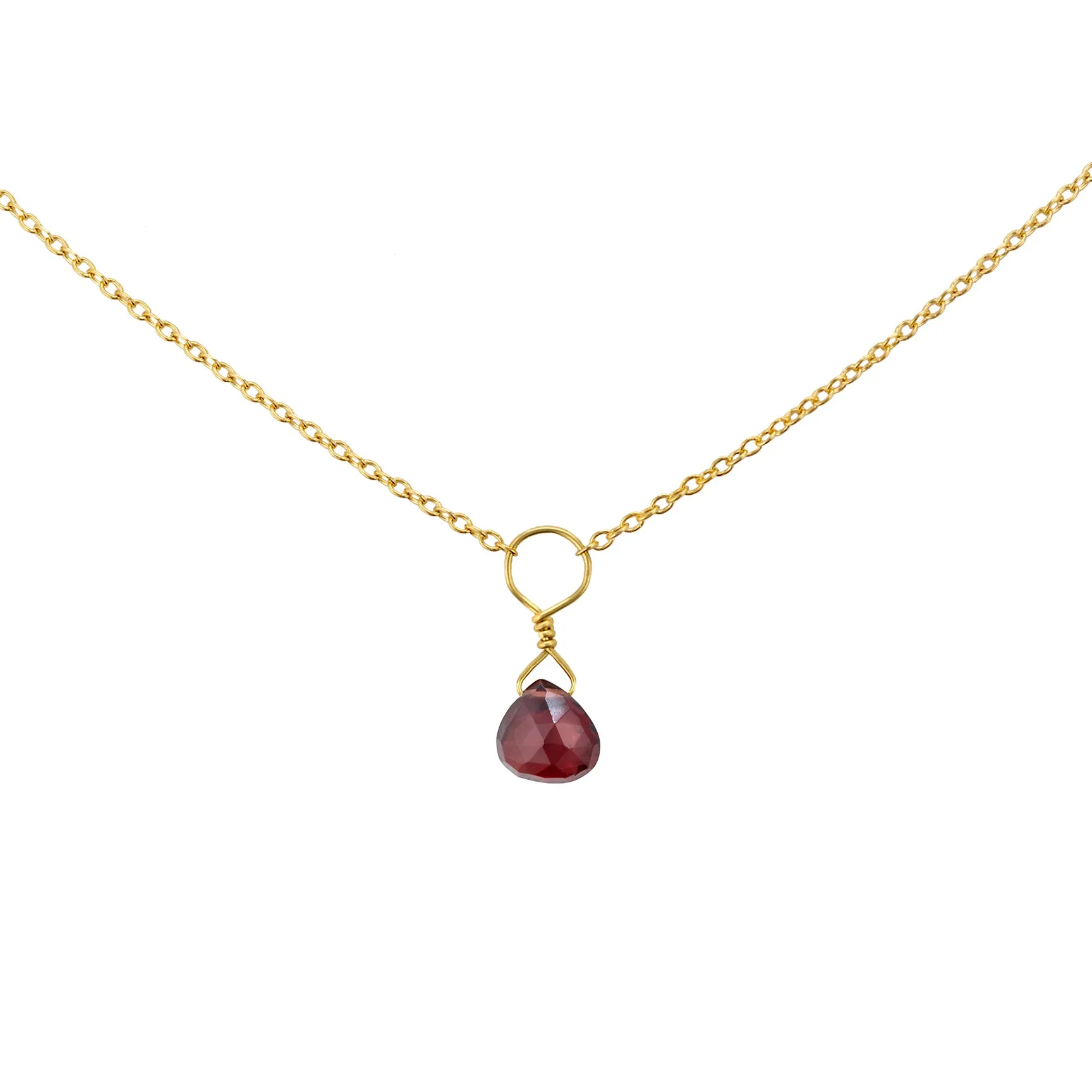 Tiny Garnet Drop Necklace
