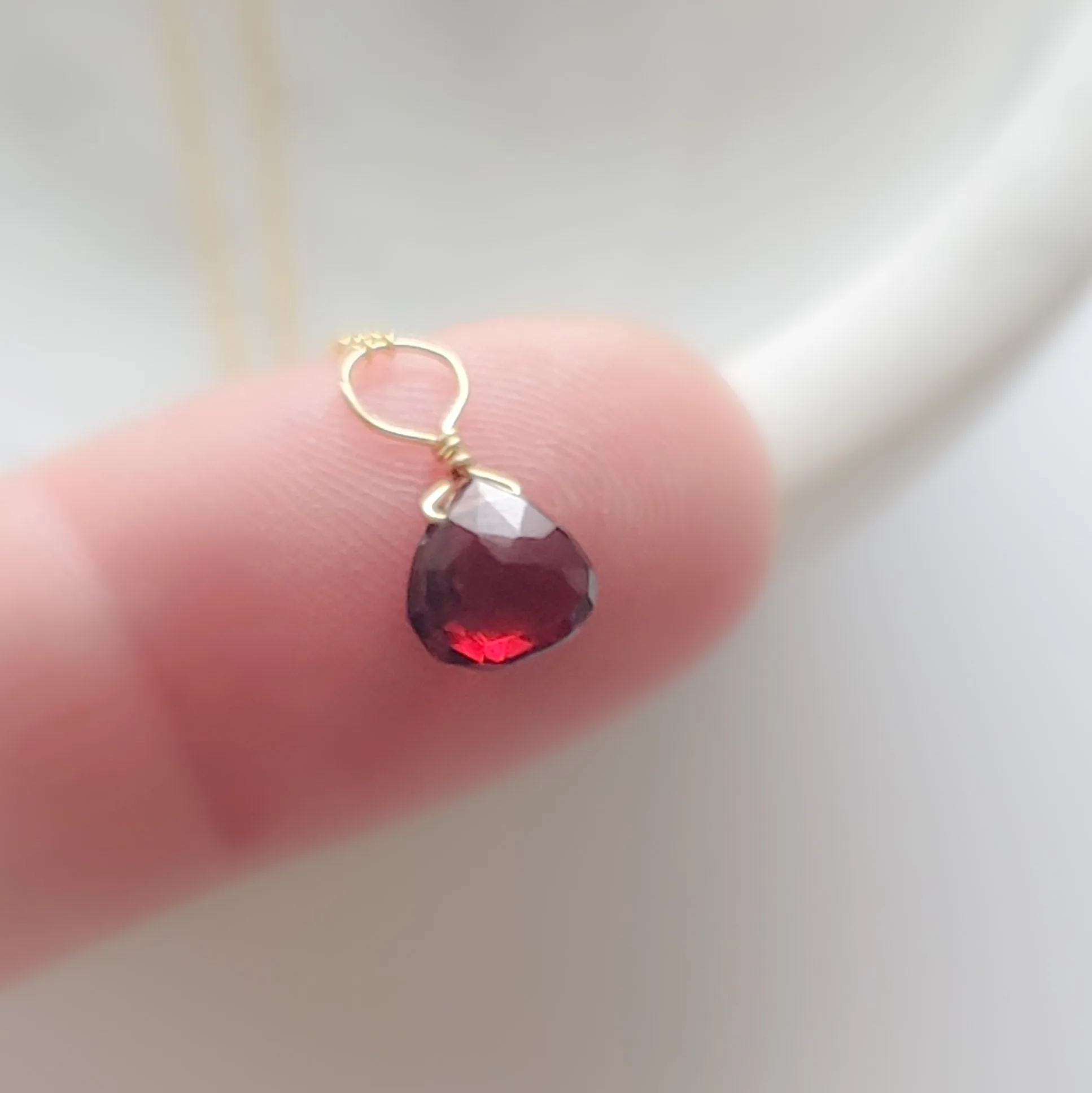 Tiny Garnet Drop Necklace