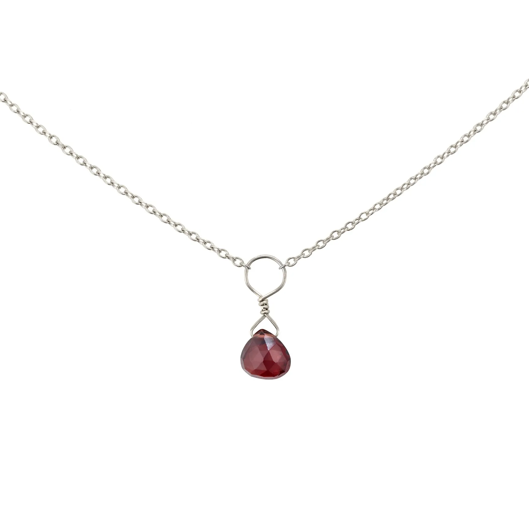 Tiny Garnet Drop Necklace