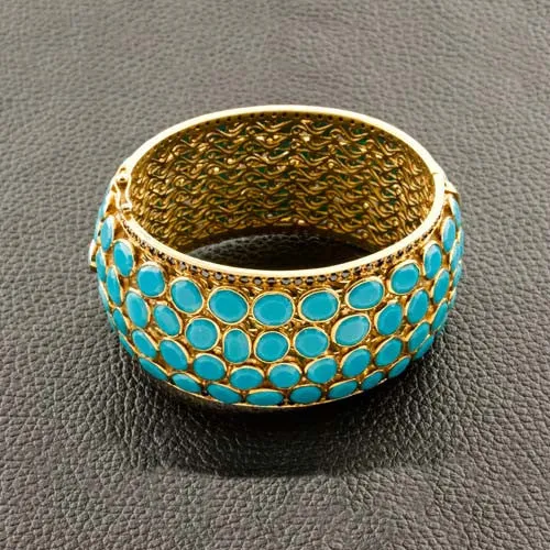 Turquoise & Black Spinel Bangle